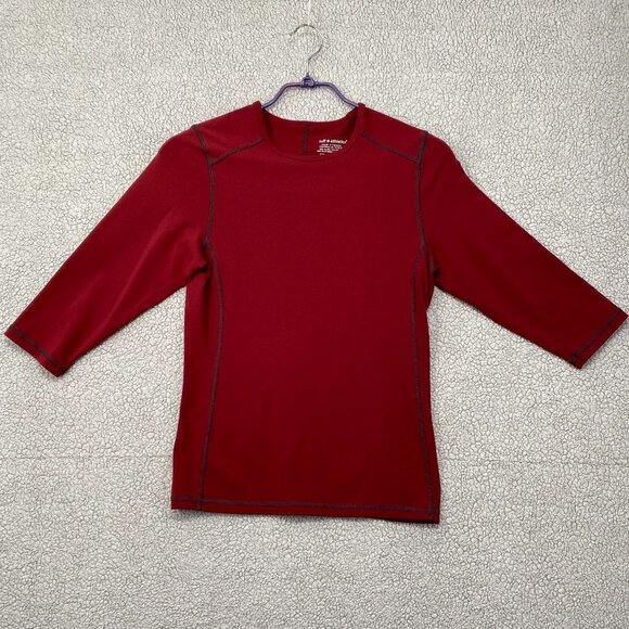 Tuff Athletics Shirt Womens Small Red 3/4 Sleeve Nylon Spandex Exercise Gym Yoga - Picture 1 of 5